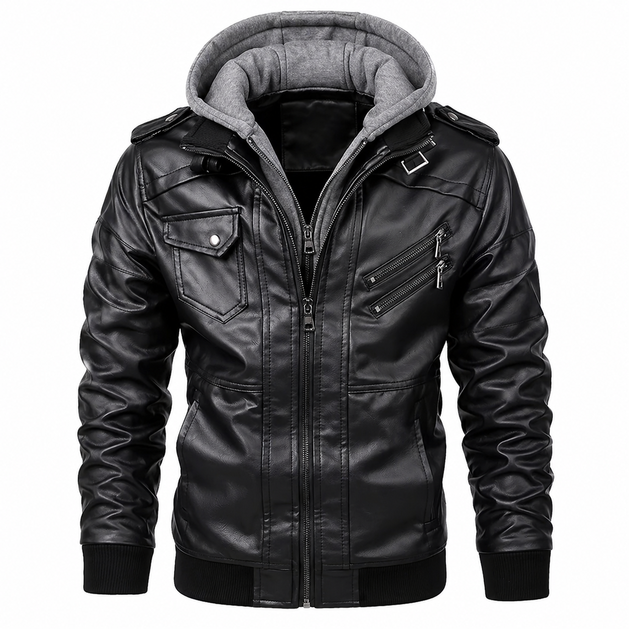 Casual Motorcycle Style Leather Jacket