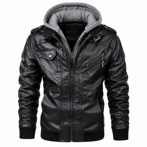 Casual Motorcycle Style Leather Jacket
