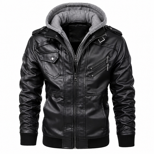 Casual Motorcycle Style Leather Jacket
